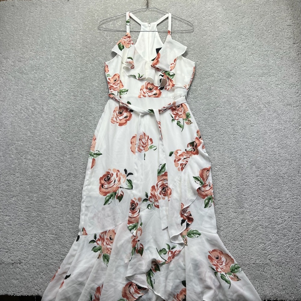 Disney Princess Dress Womens‎ Small White Pink Floral Halter High Low Ruffle